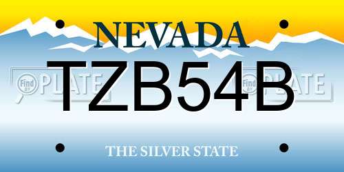 TZB54B Nevada License Plate