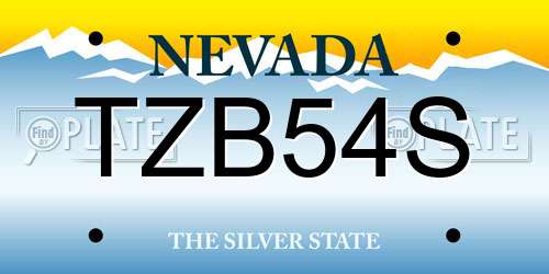 TZB54S Nevada License Plate
