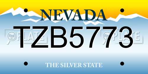 TZB5773 Nevada License Plate