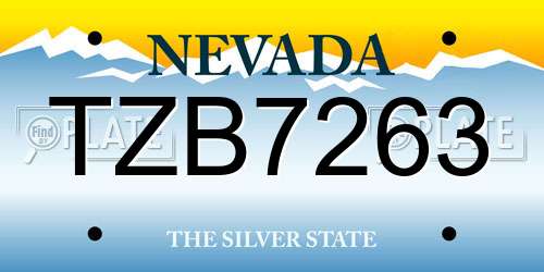 TZB7263 Nevada License Plate