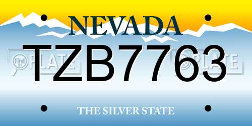 TZB7763 Nevada License Plate