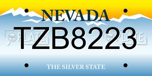 TZB8223 Nevada License Plate