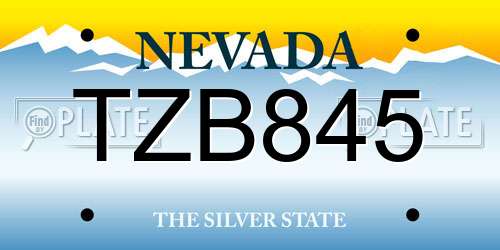 TZB845 Nevada License Plate