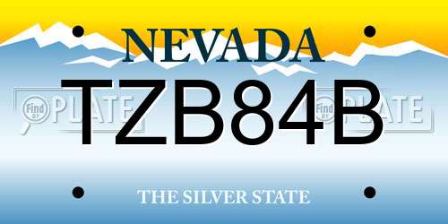 TZB84B Nevada License Plate