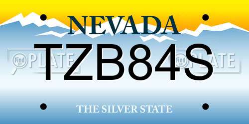 TZB84S Nevada License Plate