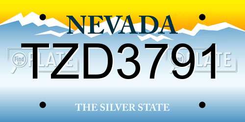TZD3791 Nevada License Plate