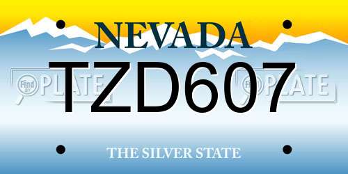 TZD607 Nevada License Plate