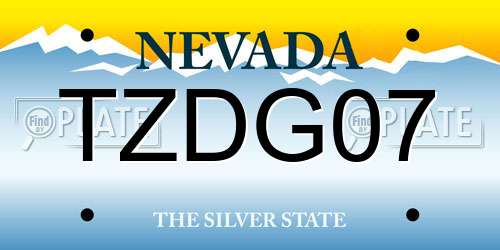 TZDG07 Nevada License Plate