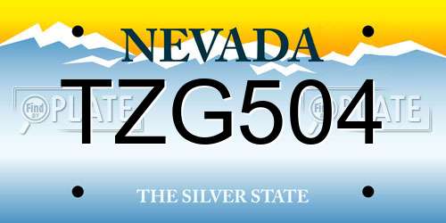 TZG504 Nevada License Plate
