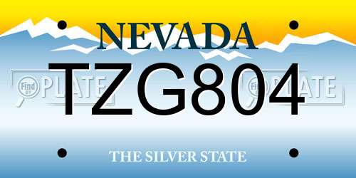 TZG804 Nevada License Plate
