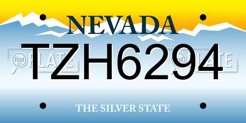 TZH6294 Nevada License Plate