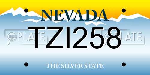 TZI258 Nevada License Plate