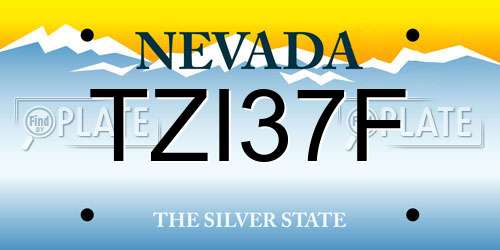 TZI37F Nevada License Plate