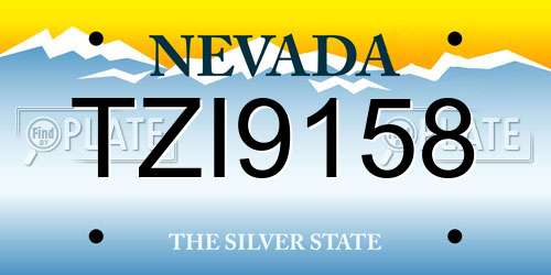 TZI9158 Nevada License Plate