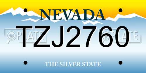 TZJ2760 Nevada License Plate