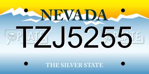TZJ5255 Nevada License Plate