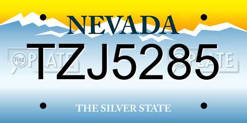 TZJ5285 Nevada License Plate