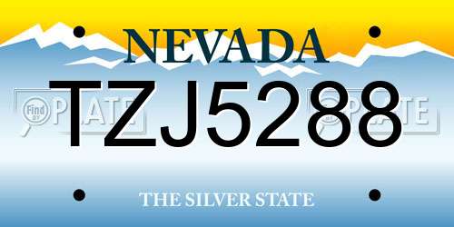 TZJ5288 Nevada License Plate