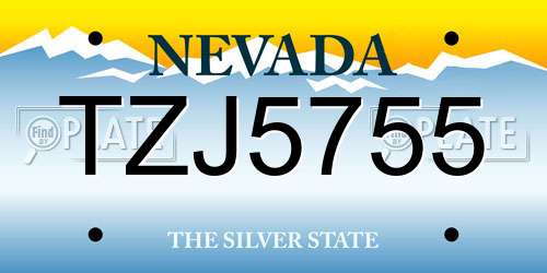 TZJ5755 Nevada License Plate