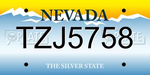 TZJ5758 Nevada License Plate