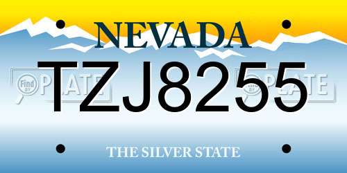 TZJ8255 Nevada License Plate