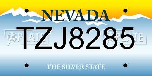 TZJ8285 Nevada License Plate