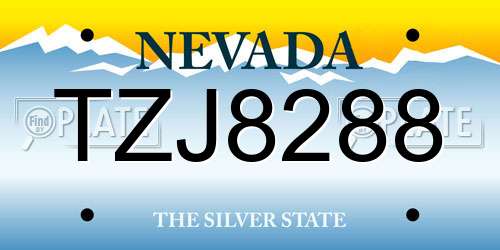 TZJ8288 Nevada License Plate