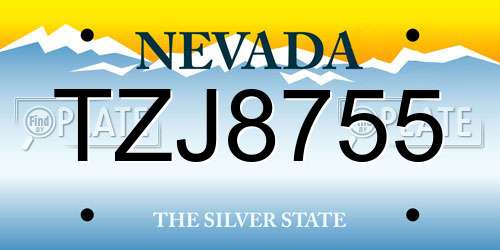 TZJ8755 Nevada License Plate