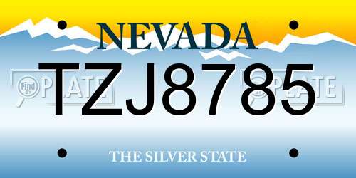 TZJ8785 Nevada License Plate