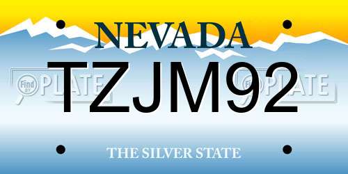 TZJM92 Nevada License Plate