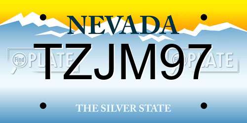 TZJM97 Nevada License Plate