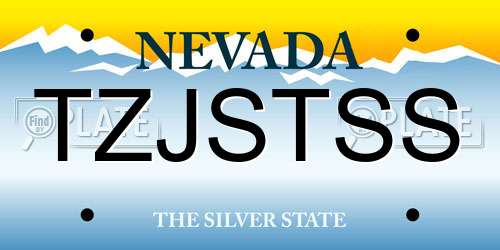 TZJSTSS Nevada License Plate