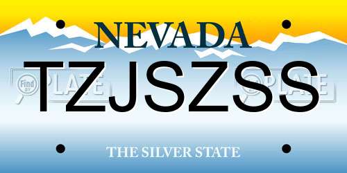 TZJSZSS Nevada License Plate
