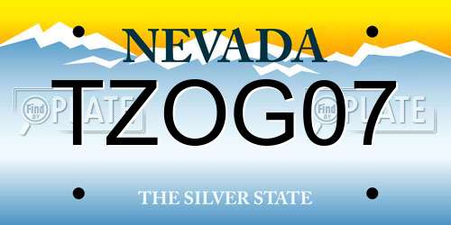 TZOG07 Nevada License Plate