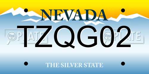 TZQG02 Nevada License Plate
