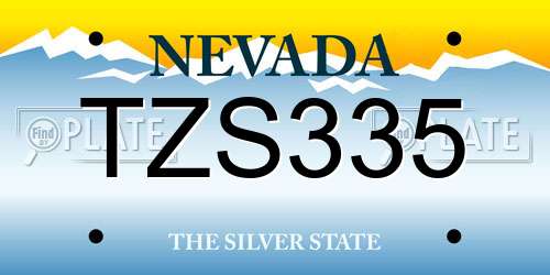 TZS335 Nevada License Plate