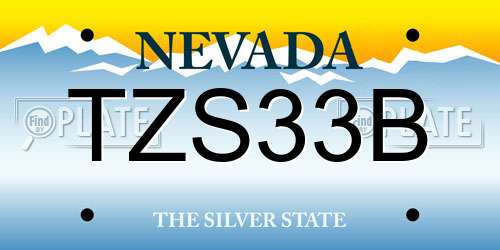 TZS33B Nevada License Plate