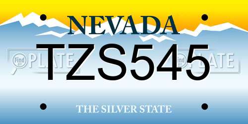 TZS545 Nevada License Plate