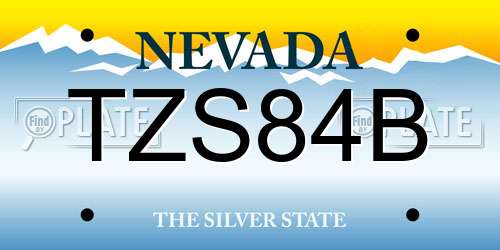 TZS84B Nevada License Plate