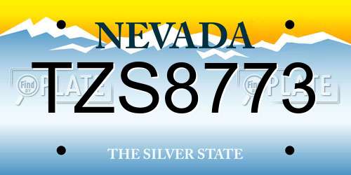 TZS8773 Nevada License Plate