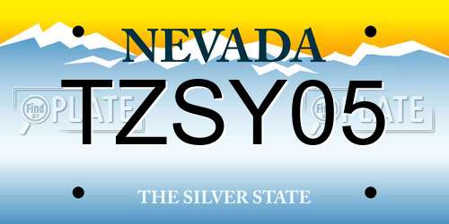 TZSY05 Nevada License Plate