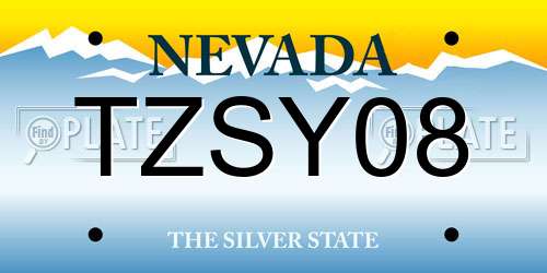 TZSY08 Nevada License Plate