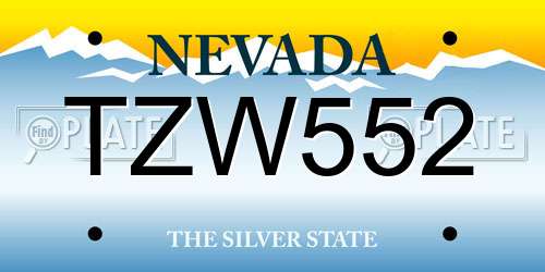 TZW552 Nevada License Plate