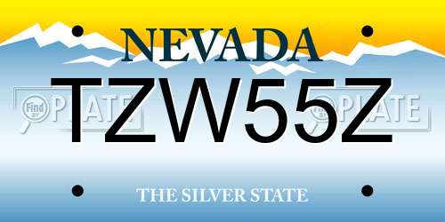 TZW55Z Nevada License Plate