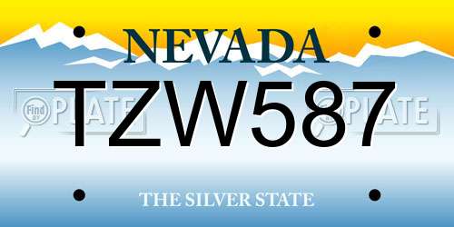 TZW587 Nevada License Plate
