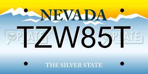 TZW85T Nevada License Plate