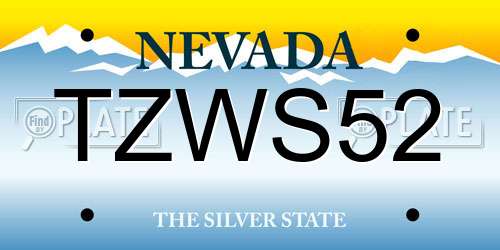 TZWS52 Nevada License Plate