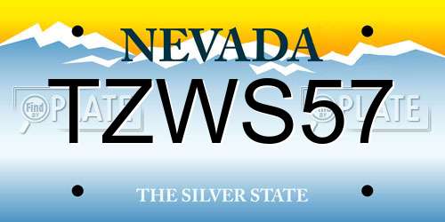 TZWS57 Nevada License Plate