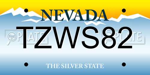 TZWS82 Nevada License Plate