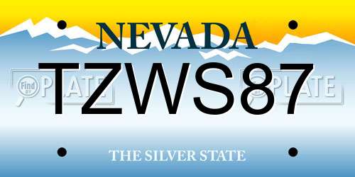 TZWS87 Nevada License Plate